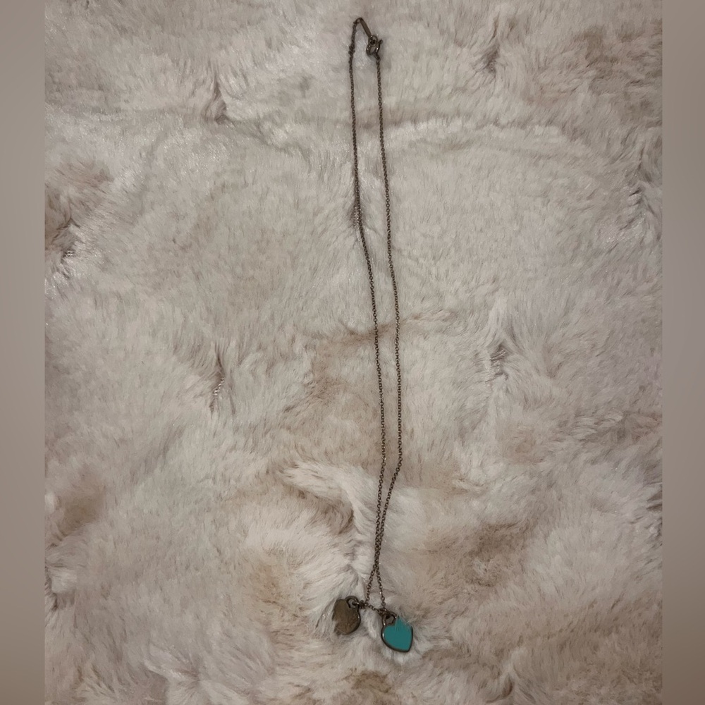 Tiffany & Co Blue Double Mini Heart Necklace